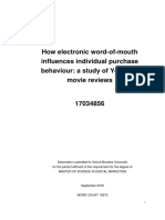 How Electronic Word-Of-mouth Influences Individual Purchase Behaviour - A Study of YouTube Movie Reviews - 2018