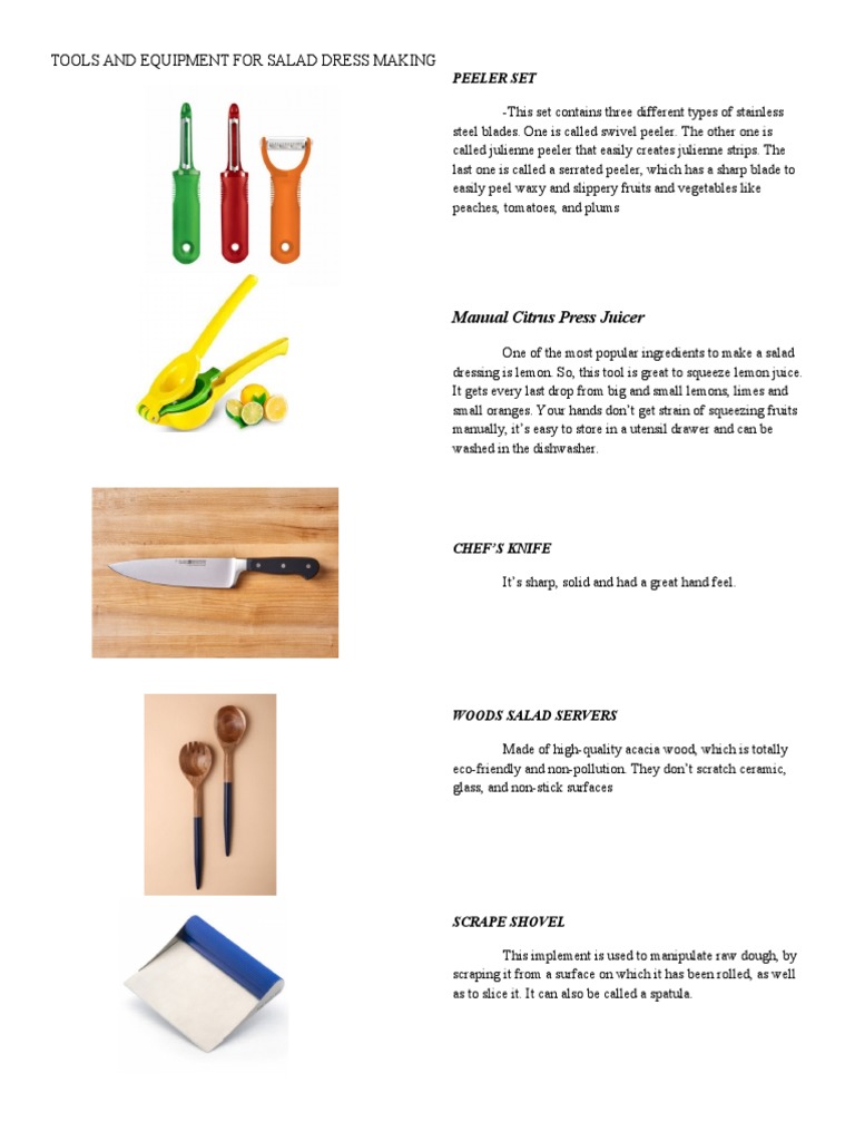 Tools and Equipment For Salad Dress Making: Manual Citrus Press Juicer, PDF, Salad