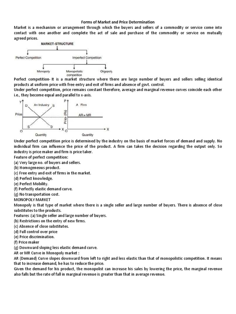 Market Structures and Price Determination | PDF | Oligopoly | Monopoly
