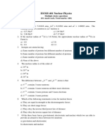 ES/MS 401 Nuclear Physics: Multiple Choice Questions (01: Mark Each, Total Marks: 100)