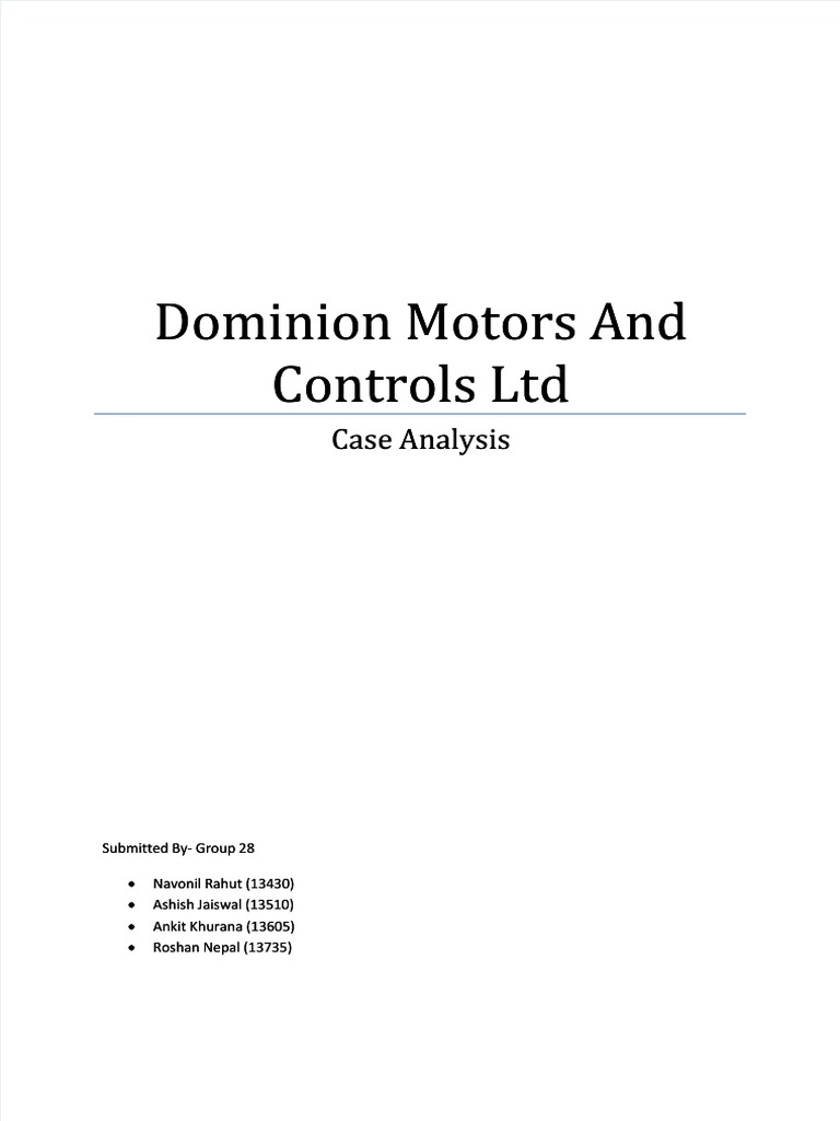 PDF Dominion Motors and Controls Case Analysis DD PDF