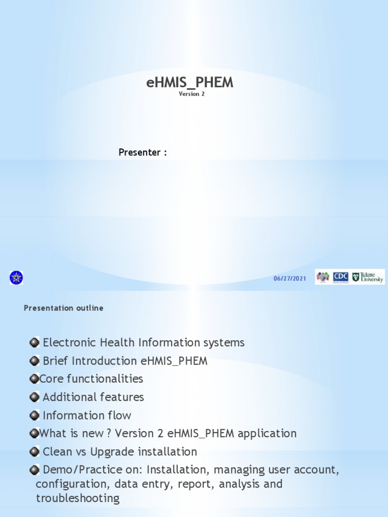 Presentation 2 EHMIS - PHEM | PDF | Surveillance | User Interface