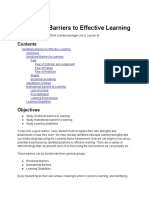 Identifying Barriers To Effective Learning: (From Durham Package Unit 2, Lesson 6)
