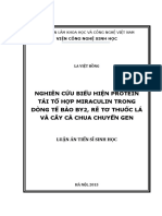 Luận Án Tiến Sĩ Sinh Học - Nghiên Cứu Biểu Hiện Protein Tái Tổ Hợp Miraculin Trong Dòng Tế Bào BY2, Rễ Tơ Thuốc Lá Và Cây Cà Chua Chuyển Gen - 1032238