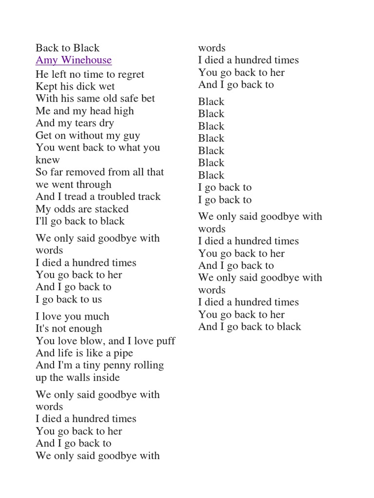 Back to black pdf
