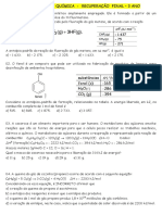 Exercícios de Química - Recuperação Final