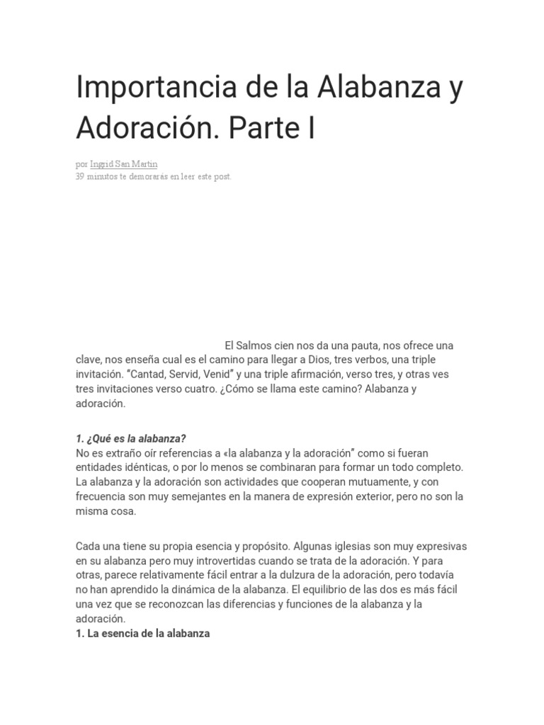 Importancia de La Alabanza y Adoración | PDF | Salmos | Dios