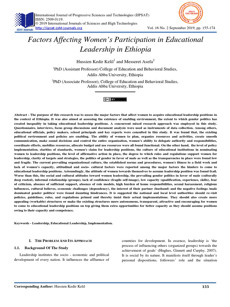 Factors Affecting Women's Participation in Educational Leadership in ...