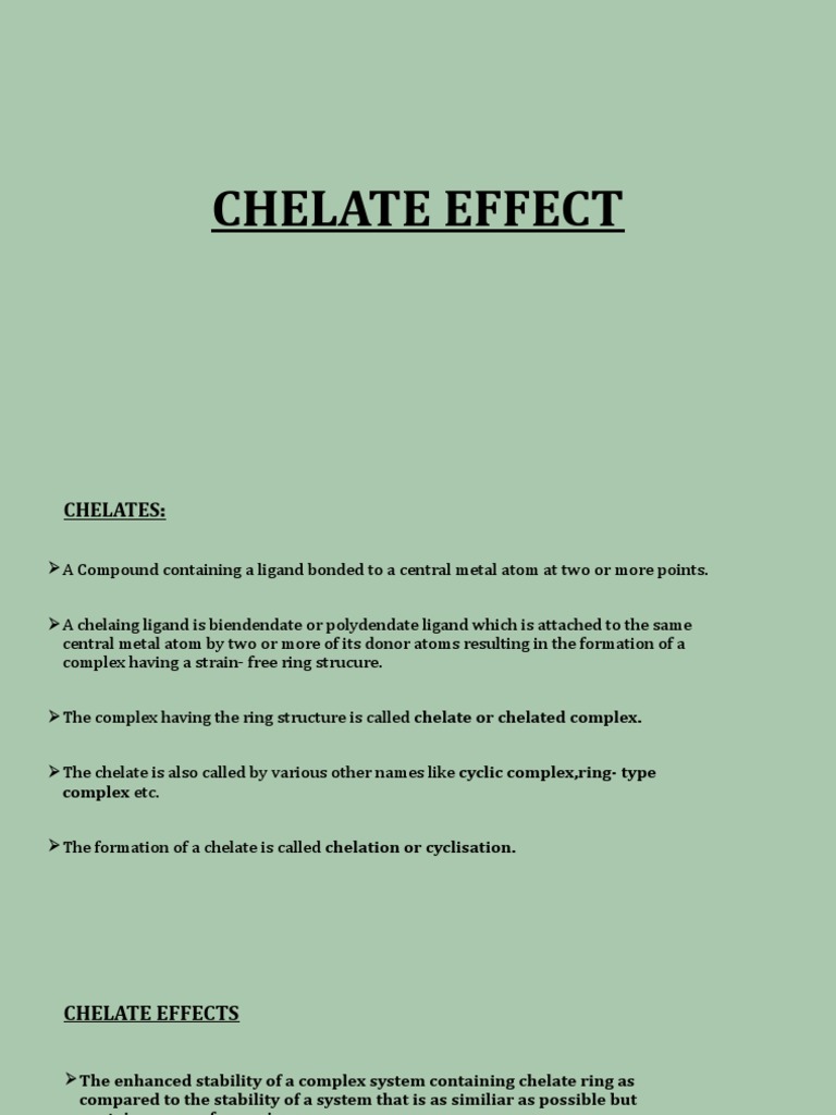 Chelate Effect | PDF | Coordination Complex | Chelation