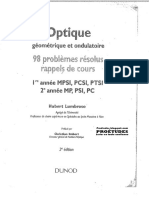 Optique - Geometrique Et Ondulatoire - 98 Problemes Resolus Et Rappels de Cours - 1ere Année MPSI PCSI PTSI - 2eme Année MP PSI PC - Lumbroso