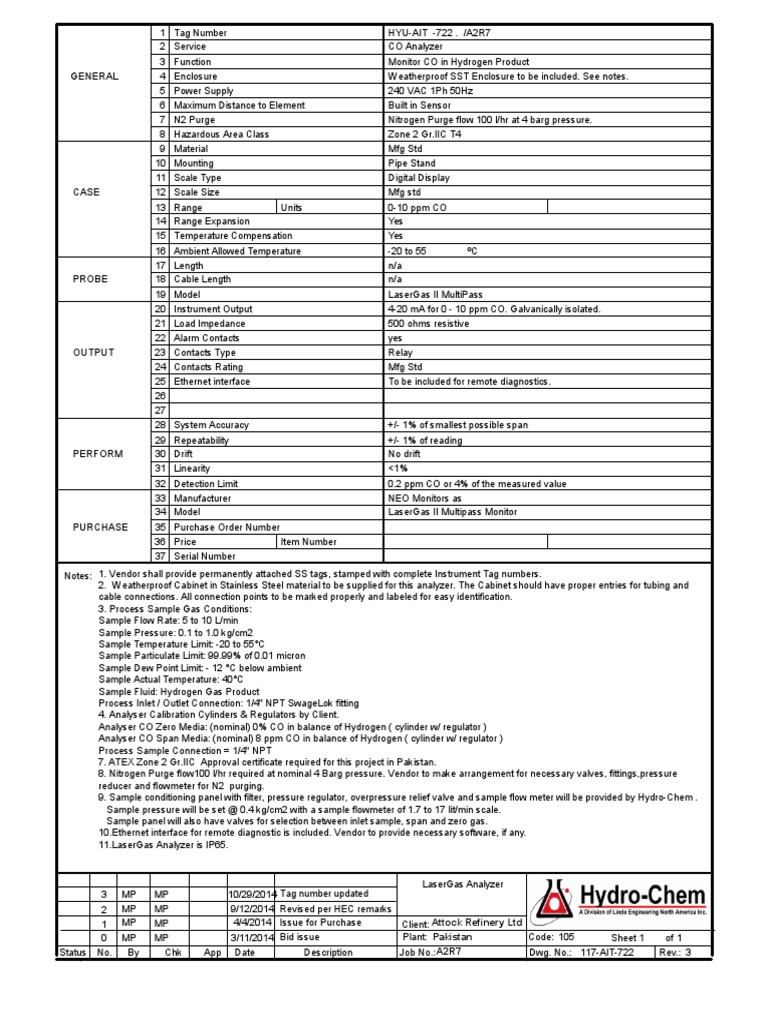CO Analyzer | PDF | Flow Measurement | Valve
