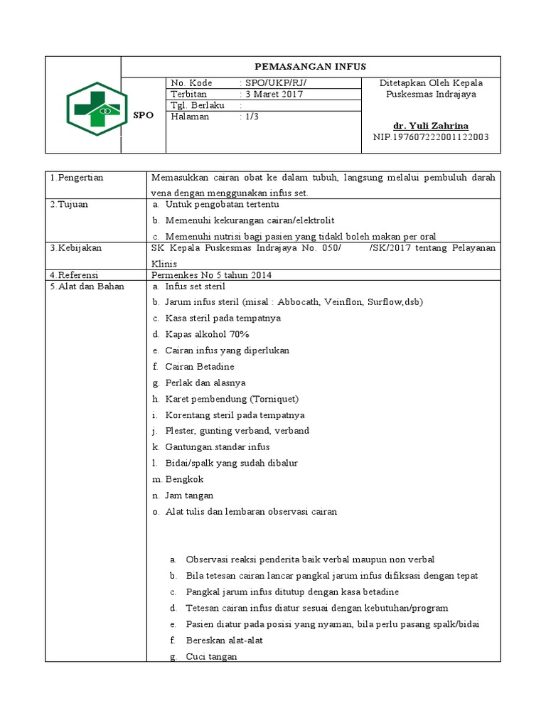 Panduan Pemasangan Infus Medis | PDF | Kajian Bahasa Asing | Kesehatan ...