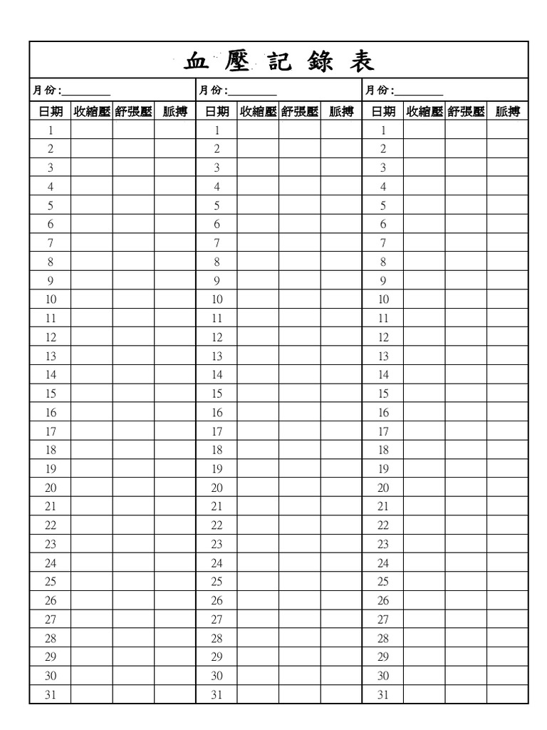 血壓記錄表 | PDF