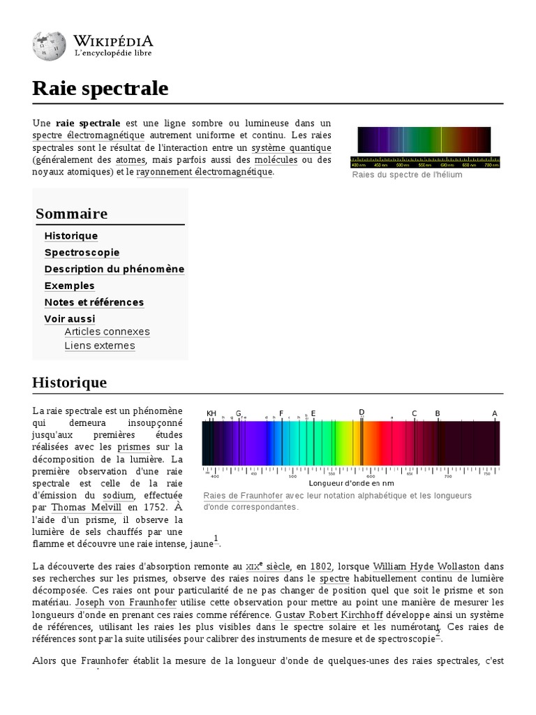 Raie Spectrale | PDF | Raie spectrale | Optique