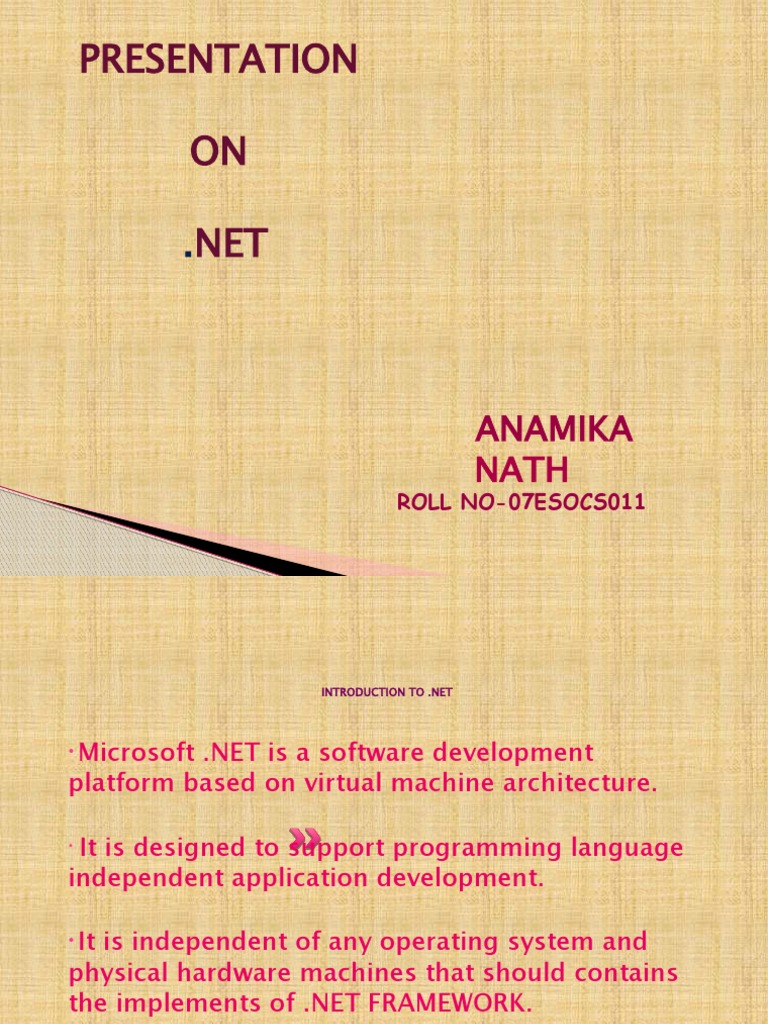 Presentation ON NET: Anamika | PDF | Microsoft Visual Studio | C Sharp ...