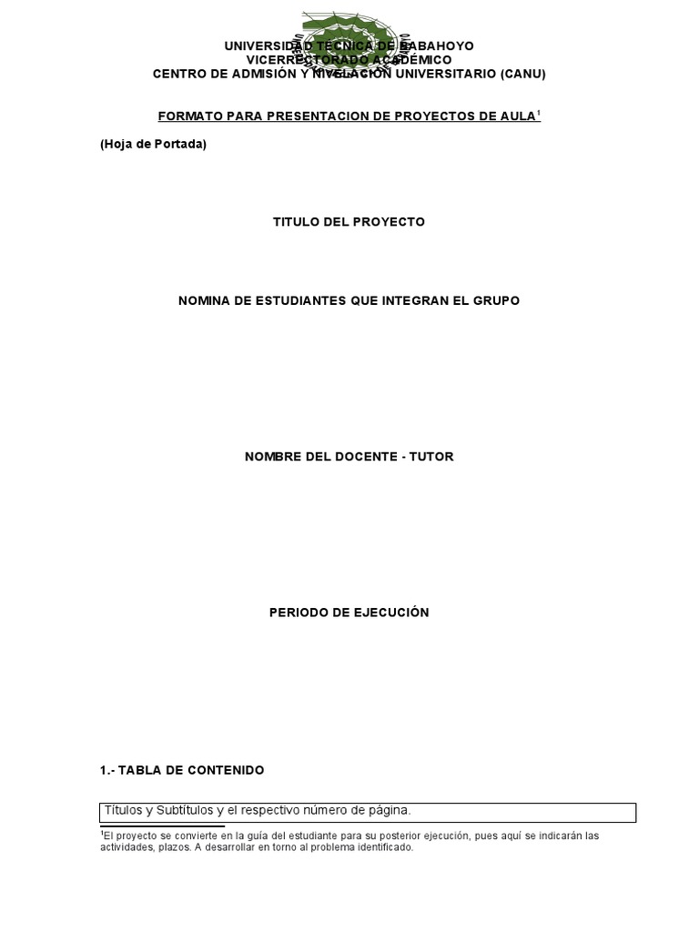 Formato para Presentación de Proyectos | PDF | Science | Ciencia y ...