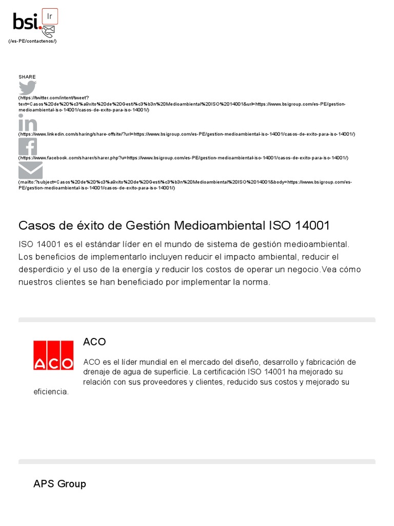 Casos de Éxito de Gestión Medioambiental ISO 14001 - BSI | PDF ...