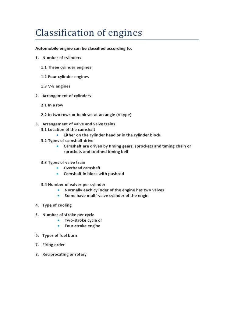 Classification of Engines PDF