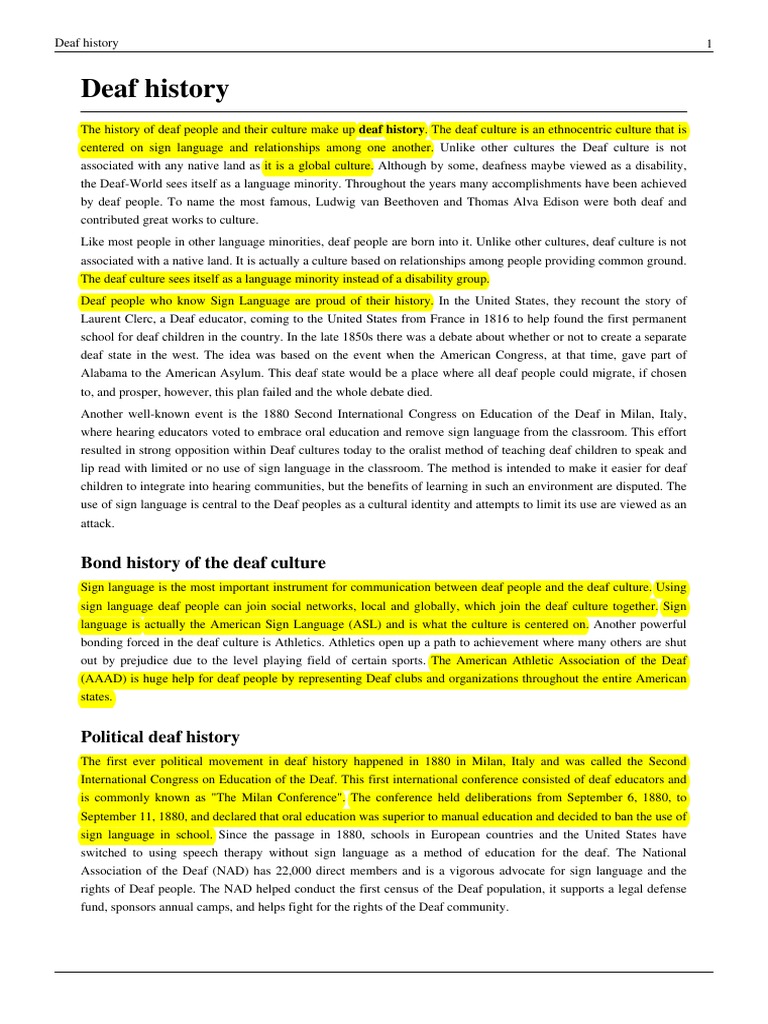 History of HI PDF Deafness Identity Politics