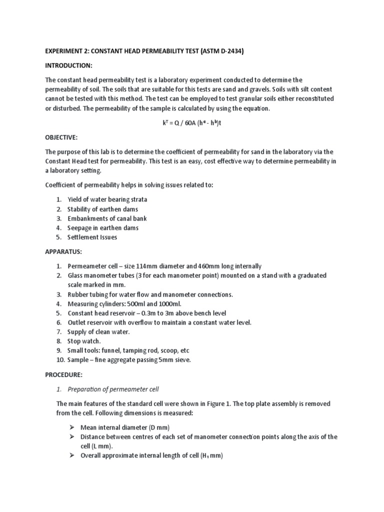Soil Permeability Test Guide | PDF | Soil | Permeability (Earth Sciences)