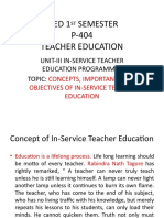 Concept, Importance and Objectives of In-Service Teacher Education