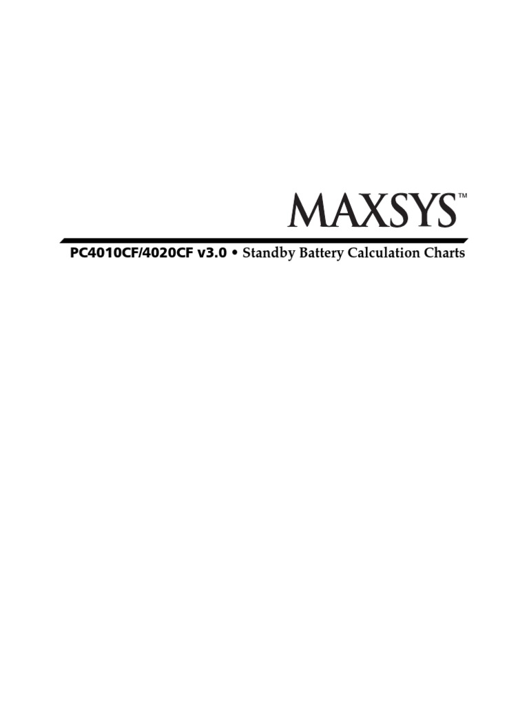 PC4010CF/4020CF v3.0 - Standby Battery Calculation Charts | PDF ...