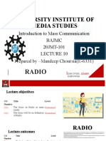 University Institute of Media Studies: Introduction To Mass Communication Bajmc 20JMT-101