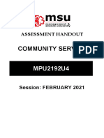 Assessment Handout February 2021 (Project 2) Community Service Mpu2192u4
