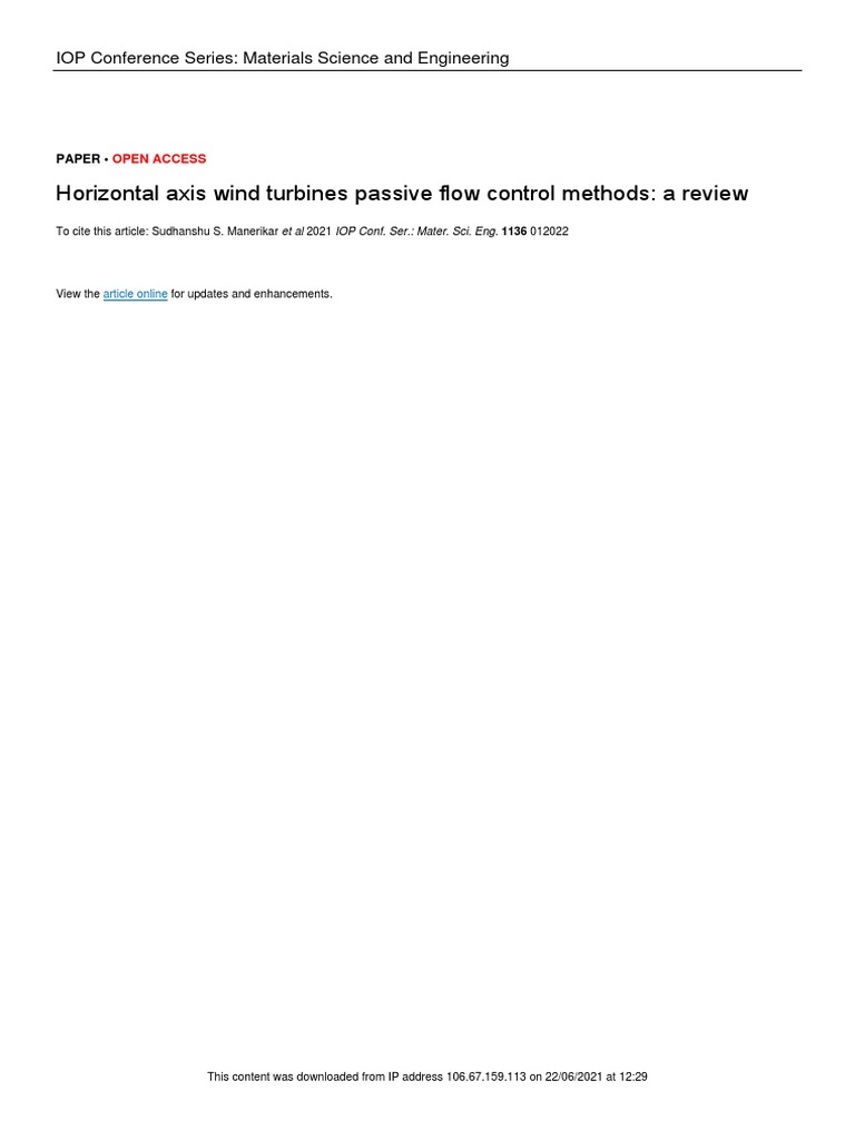 Passive Flow Control in Wind Turbines | PDF | Airfoil | Energy Development