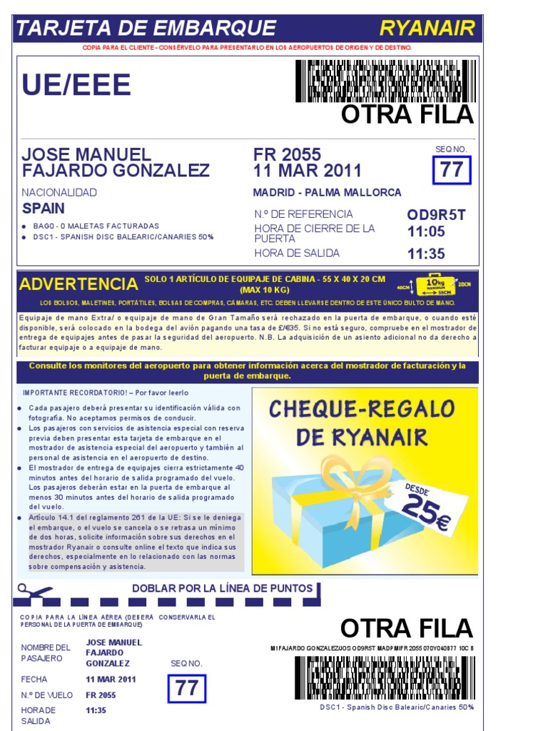 Ryanair Boarding Pass | PDF | Aeropuerto | Aviación