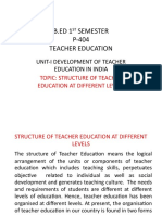 Structure of Teacher Education at Diffrent Levels