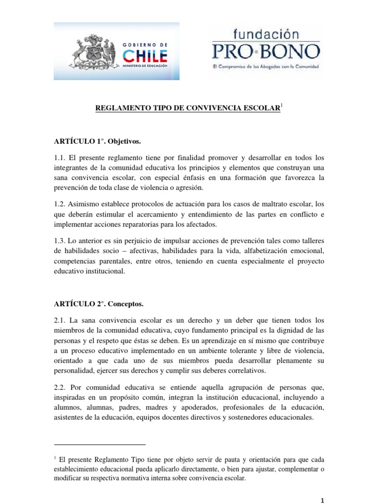Reglamento de Convivencia Escolar | PDF | Abuso sexual | Violencia