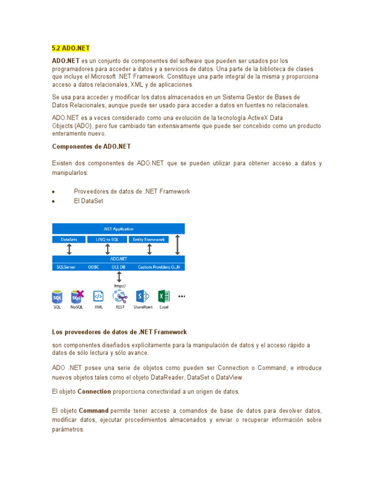 Introducción a ADO.NET y sus componentes | PDF | Active X Data Objects ...
