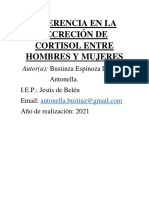 Diferencia en La Secreción de Cortisol Entre Hombres y Mujeres