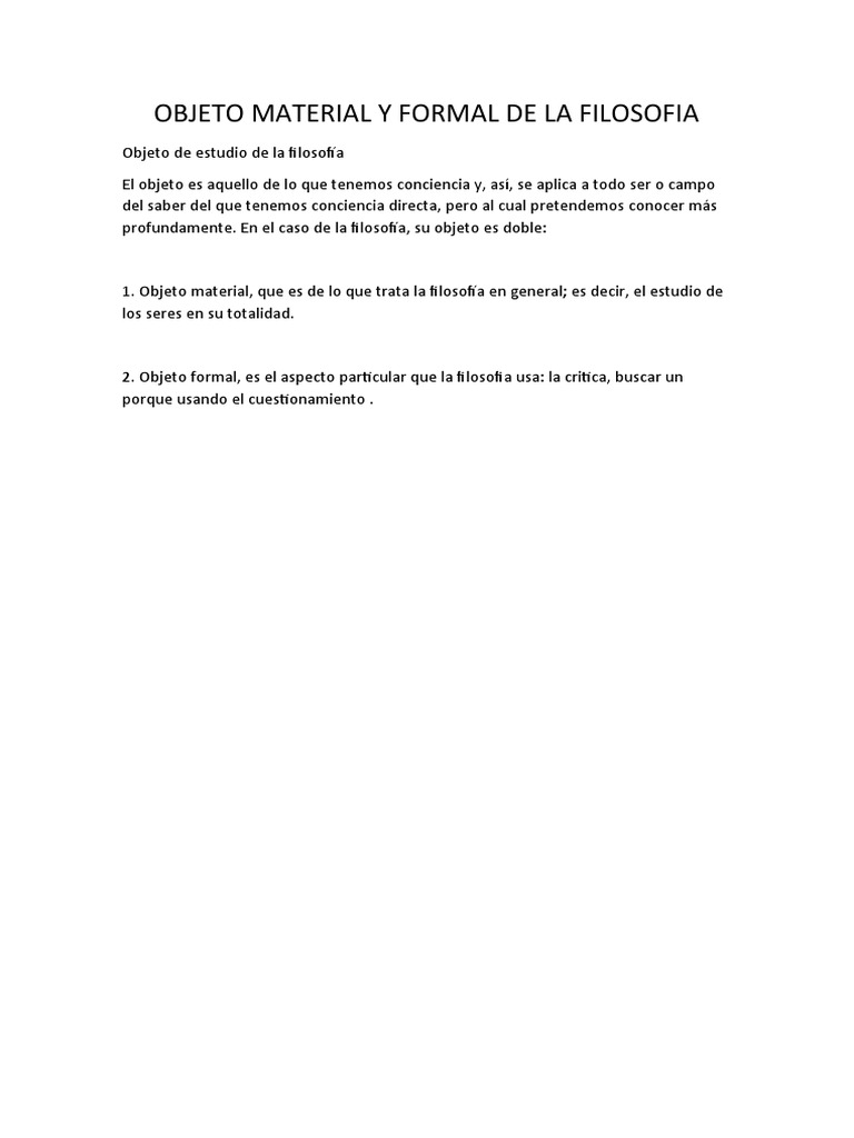 Objeto Material y Formal de La