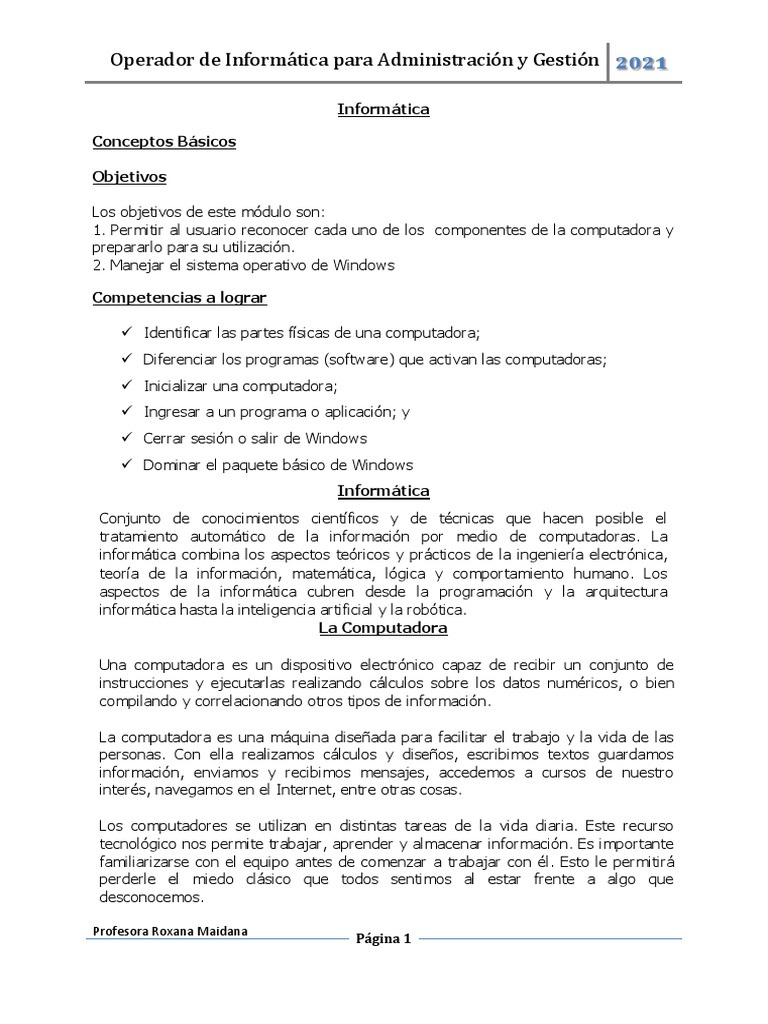 Conceptos Básicos Informática | PDF | Almacenamiento de datos de la ...