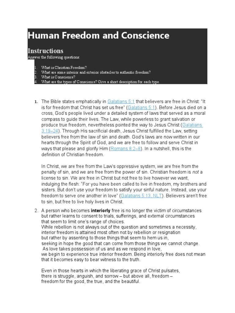 Understanding Freedom and Conscience | PDF | Conscience | Epistle To ...