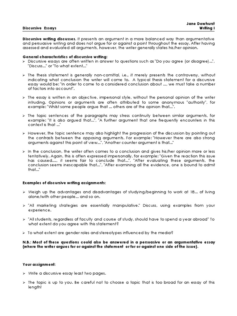 Discursive Writing | PDF | Essays | Argument