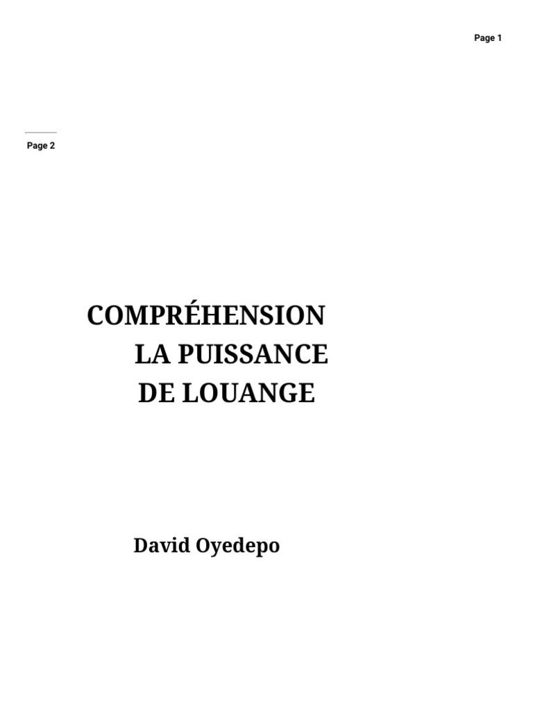 Alain Moloto Livre Louange Et Adoration Pdf Comprendre Le Pouvoir de La Louange | PDF | Dieu | Ange