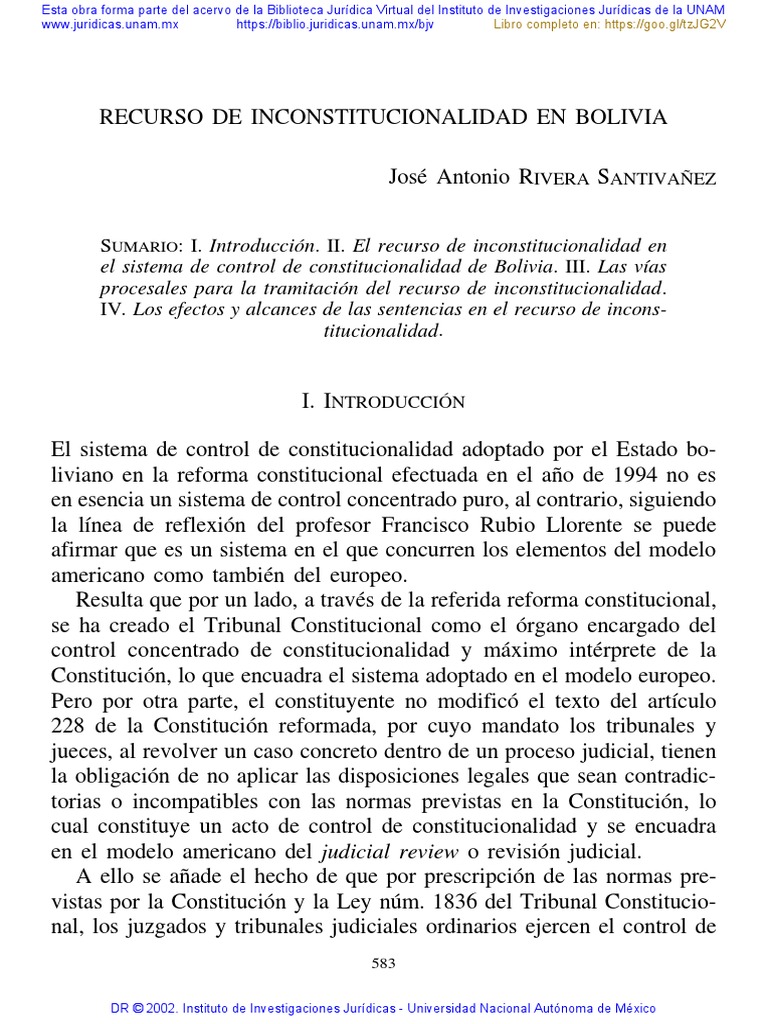 Control de Constitucional en Bolivia | PDF | Constitución | Ley procesal