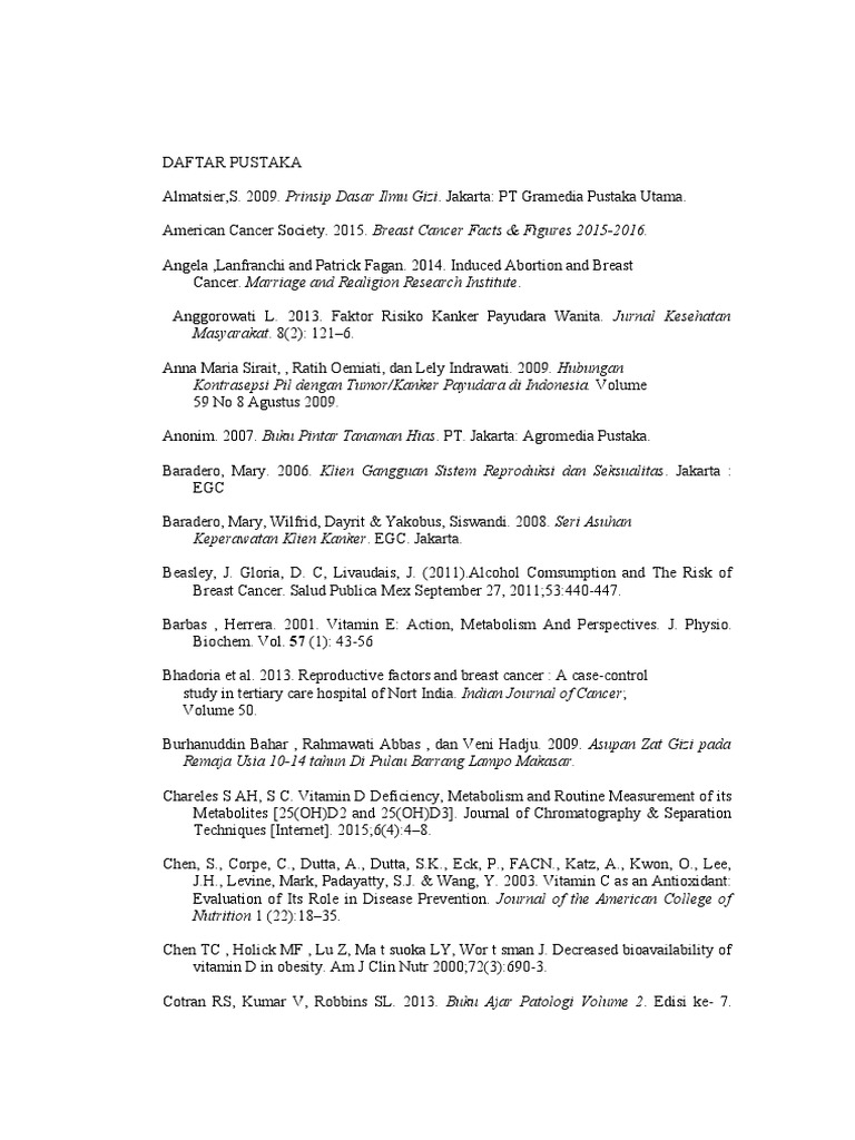 Daftar Pustaka Proposal PDF Dietary Supplements Nutrition