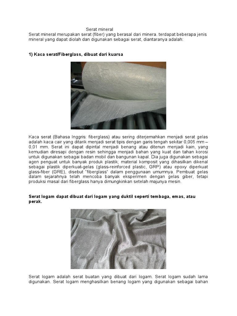 Jenis dan Sifat Serat Mineral | PDF