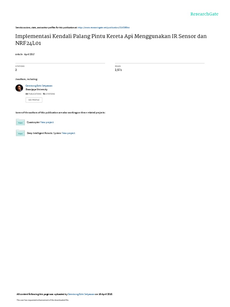 Implementasi Kendali Palang Pintu Kereta Api Menggunakan IR Sensor | PDF