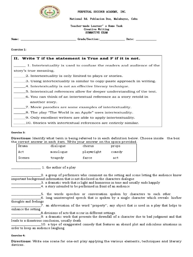 11 Plus Creative Writing Tasks | PDF | Play (Theatre) | Communication