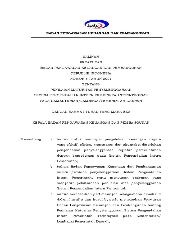 Salinan Perban BPKP No 5 Tahun 2021 PDF