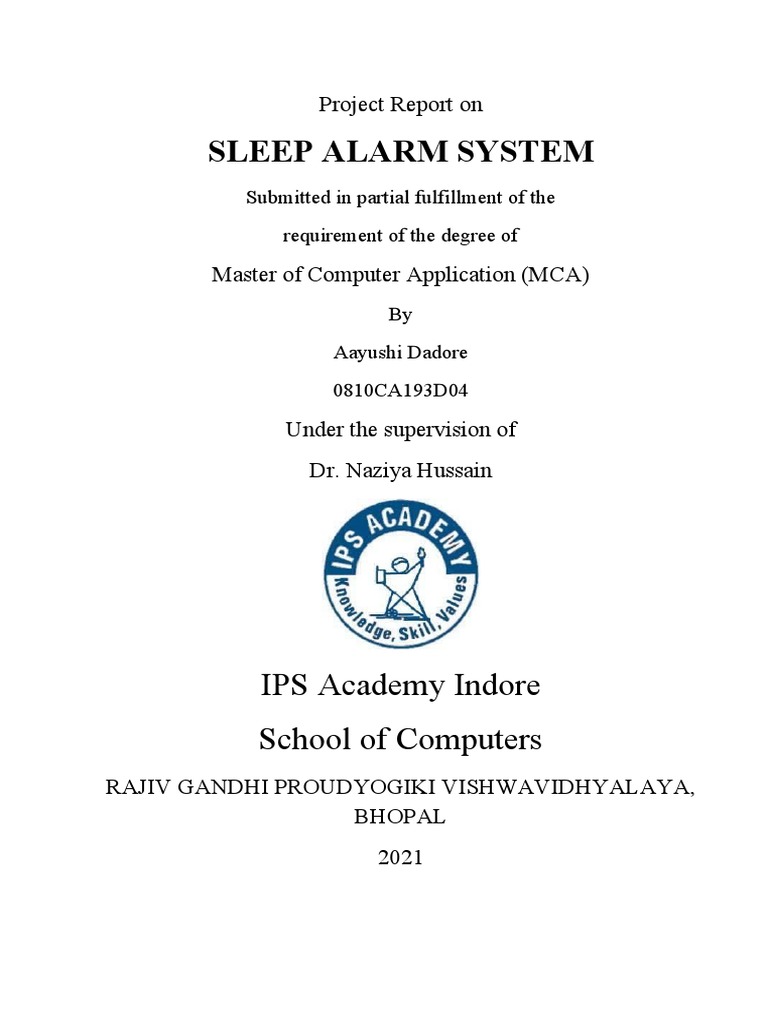 Sleep Alarm System Project Report PDF Python (Programming Language