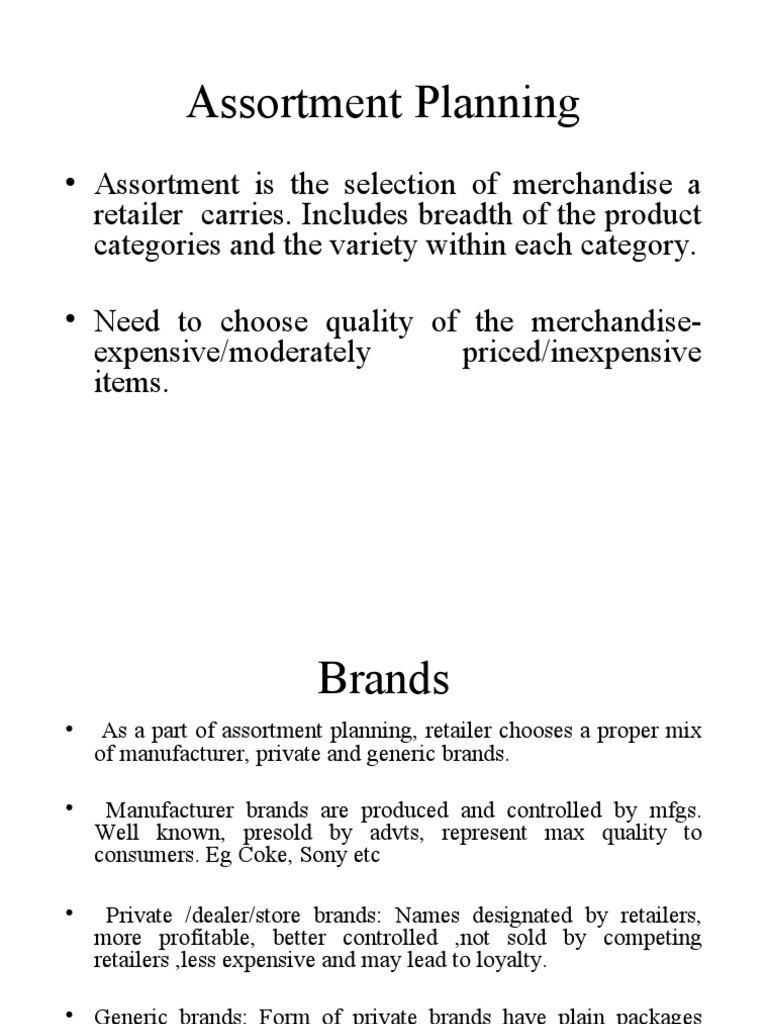 Assortment Planning Process PDF Retail Merchandising