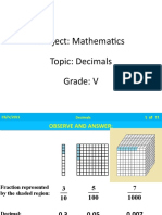 Subject: Mathematics Topic: Decimals: of 11 Decimals CB/V/2021 1