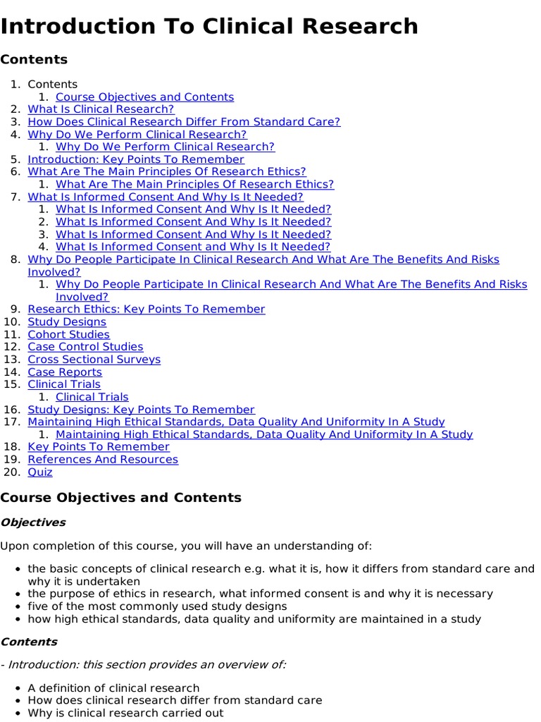 Clinical Research Essentials | PDF | Clinical Trial | Informed Consent