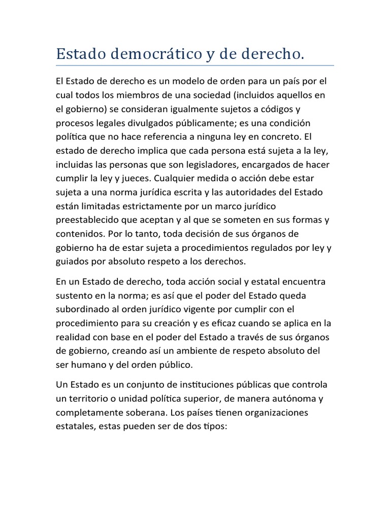 Estado Social y Democrático de Derecho | PDF | Democracia | Ideologías ...
